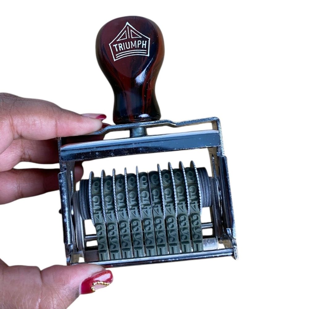 Vintage Triumph No 2-9 Band Dater Rubber Stamp Made in USA Industrial Chrome
